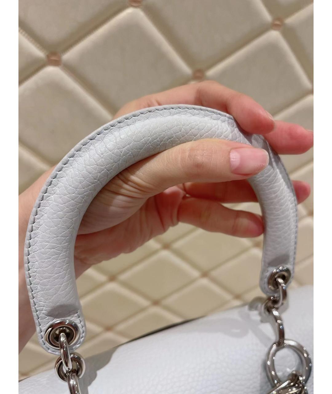 CHRISTIAN DIOR Белая кожаная сумка через плечо, фото 3