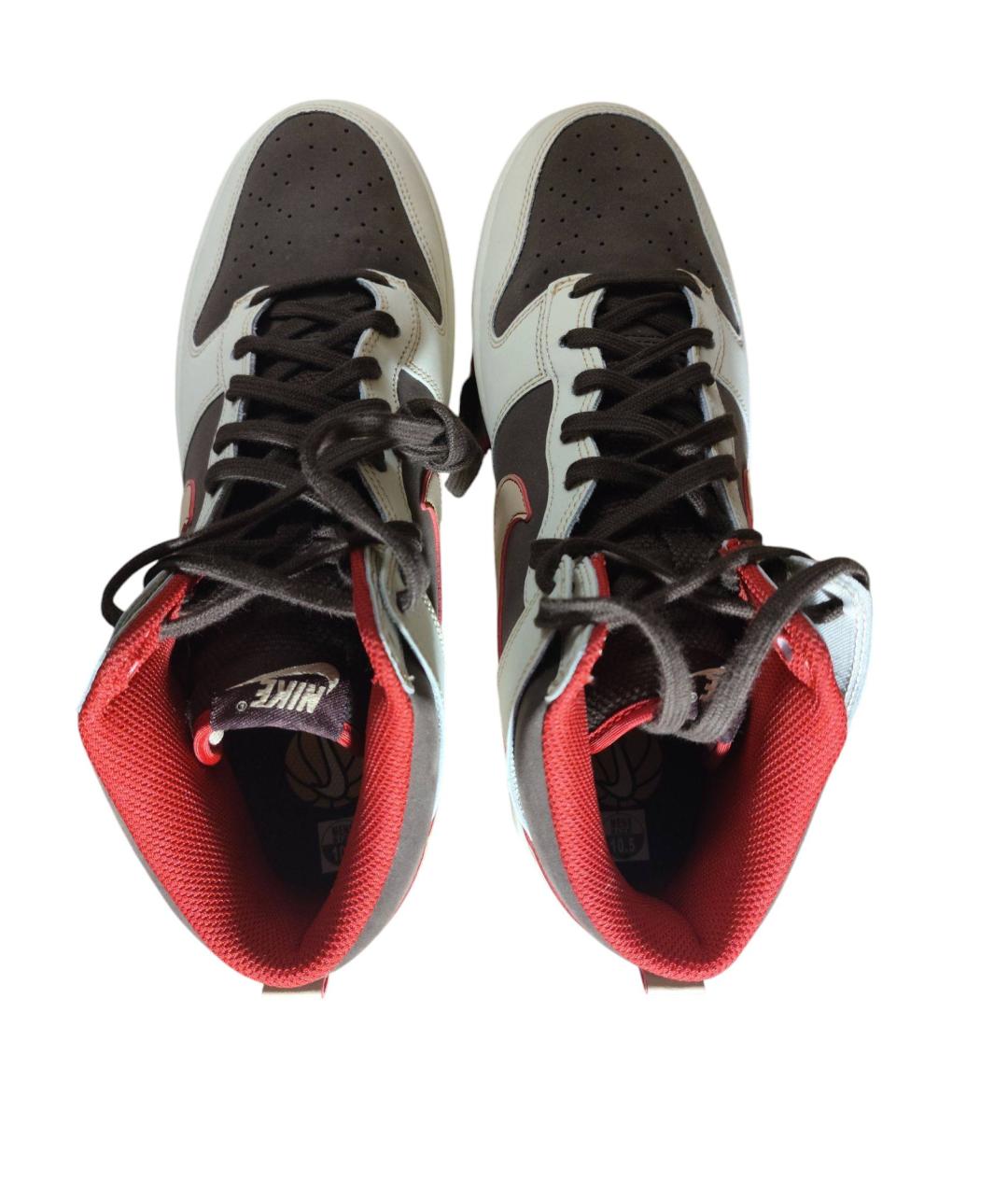 NIKE Бежевые кожаные высокие кроссовки / кеды, фото 3