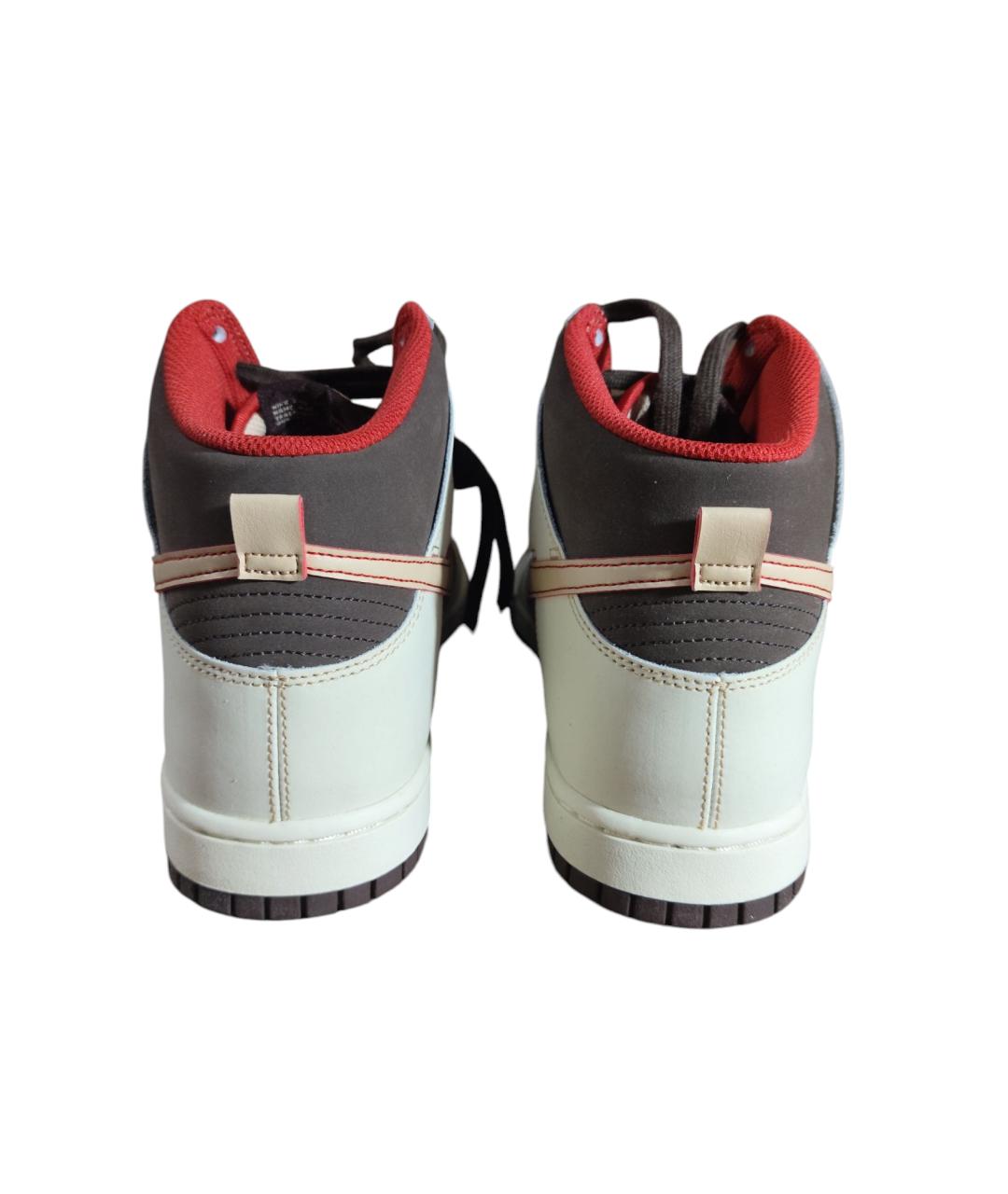 NIKE Бежевые кожаные высокие кроссовки / кеды, фото 4
