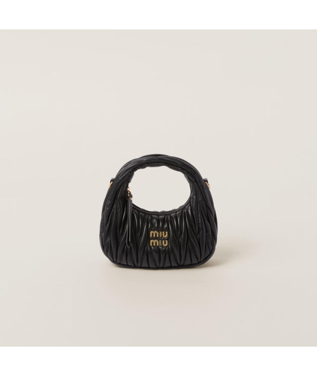 MIU MIU Черная кожаная сумка через плечо, фото 4