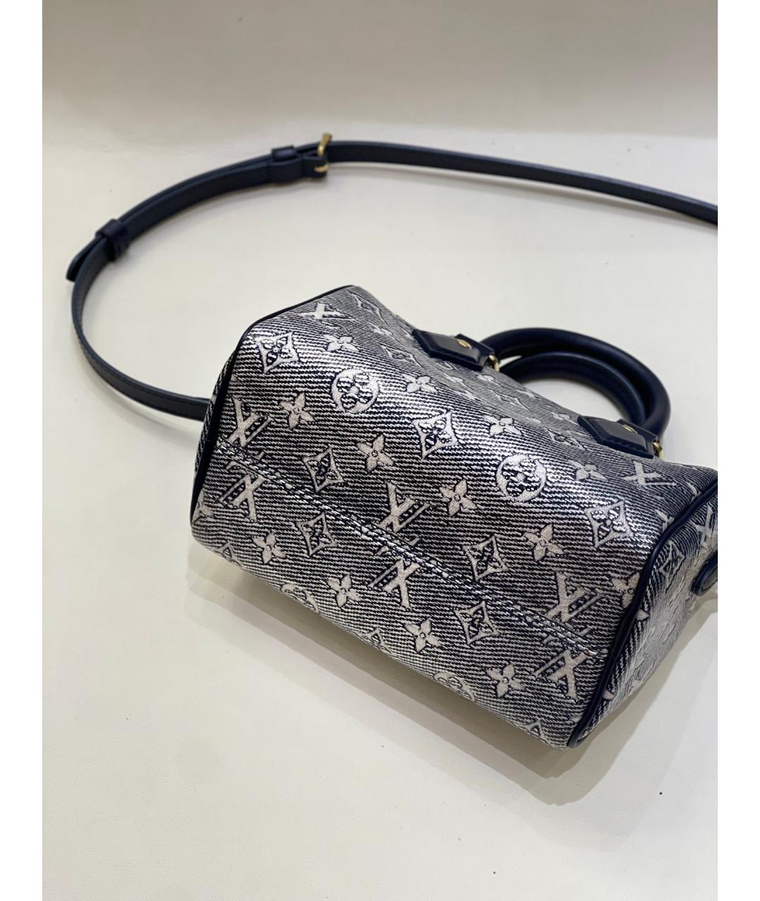 LOUIS VUITTON Голубая деним сумка с короткими ручками, фото 4