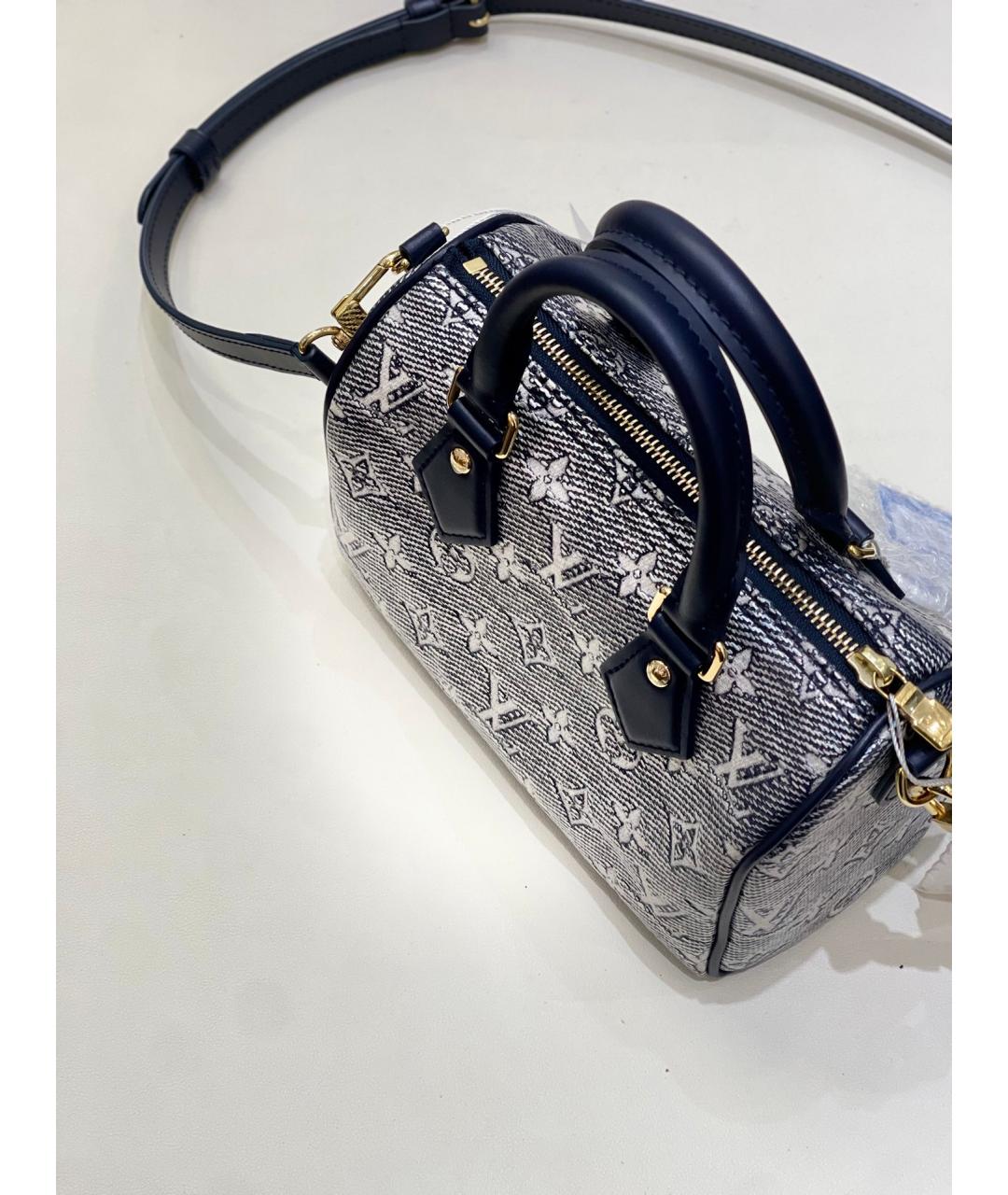 LOUIS VUITTON Голубая деним сумка с короткими ручками, фото 3