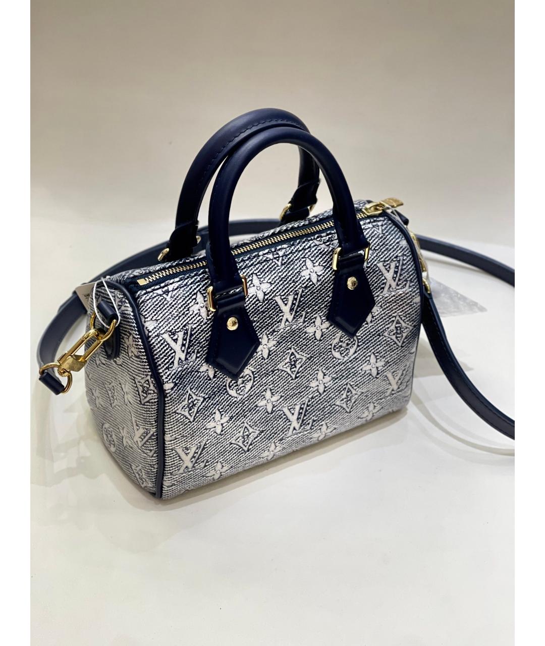 LOUIS VUITTON Голубая деним сумка с короткими ручками, фото 2