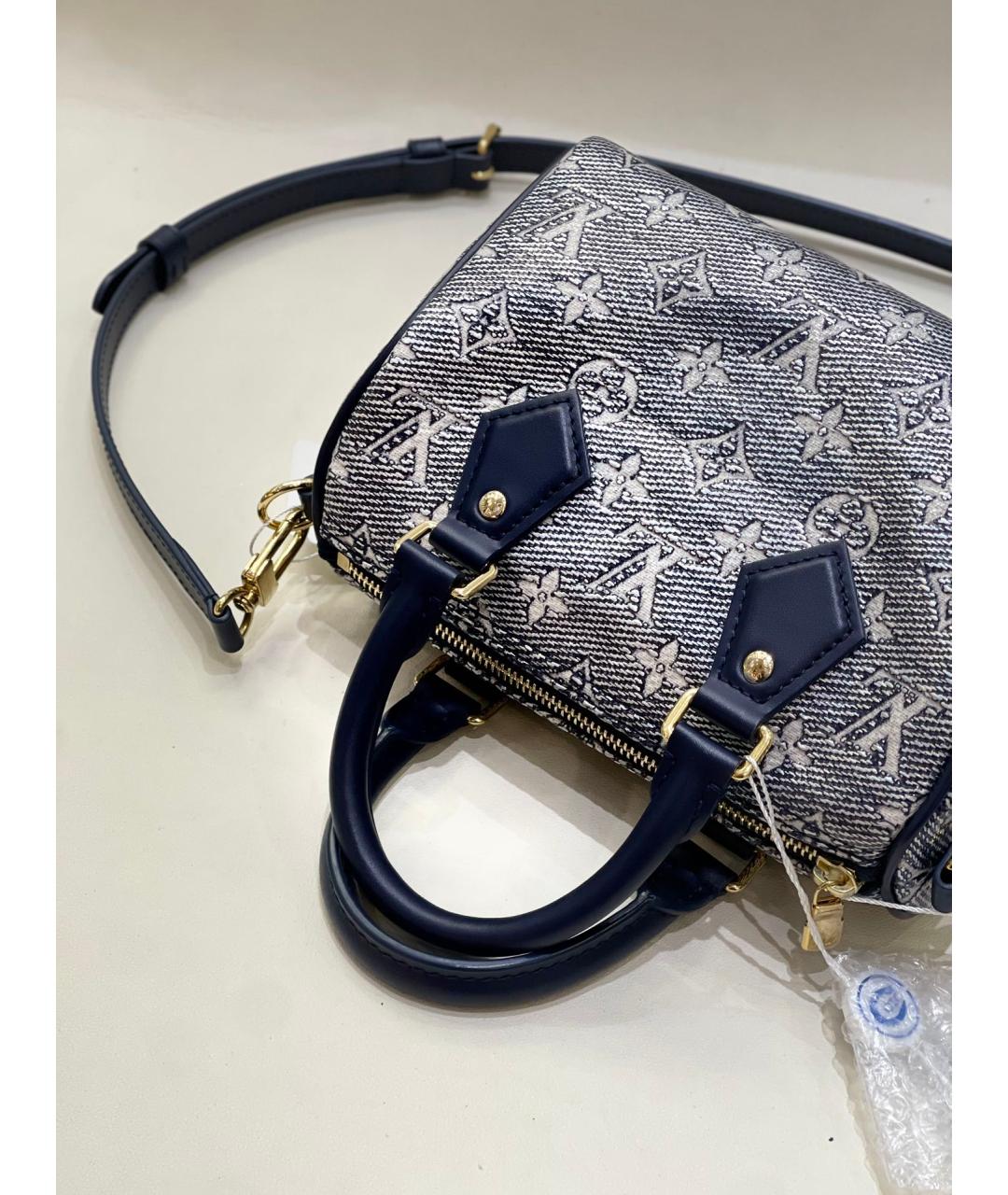 LOUIS VUITTON Голубая деним сумка с короткими ручками, фото 5