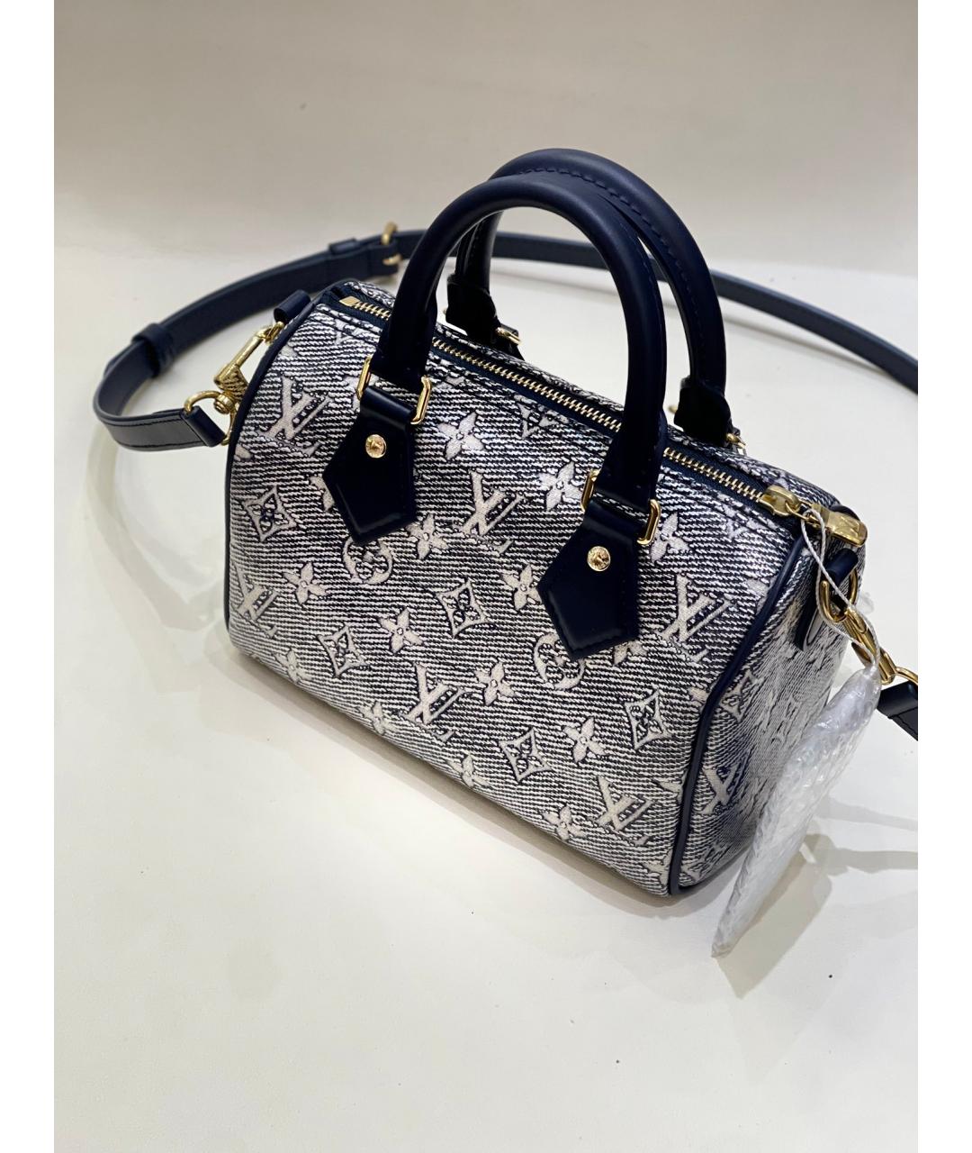 LOUIS VUITTON Голубая деним сумка с короткими ручками, фото 7