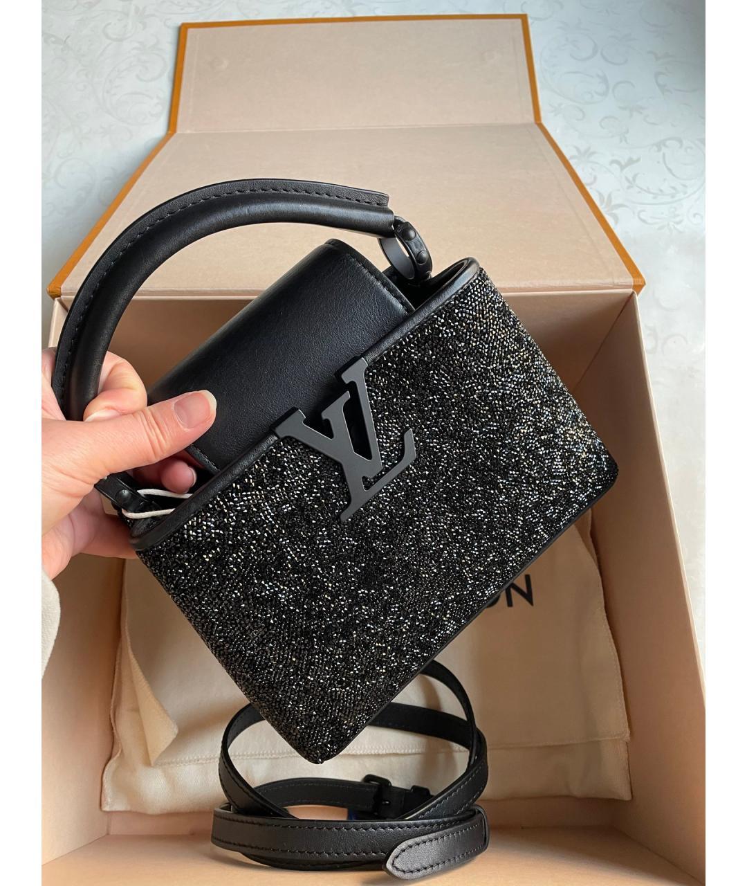 LOUIS VUITTON Черная сумка с короткими ручками, фото 2