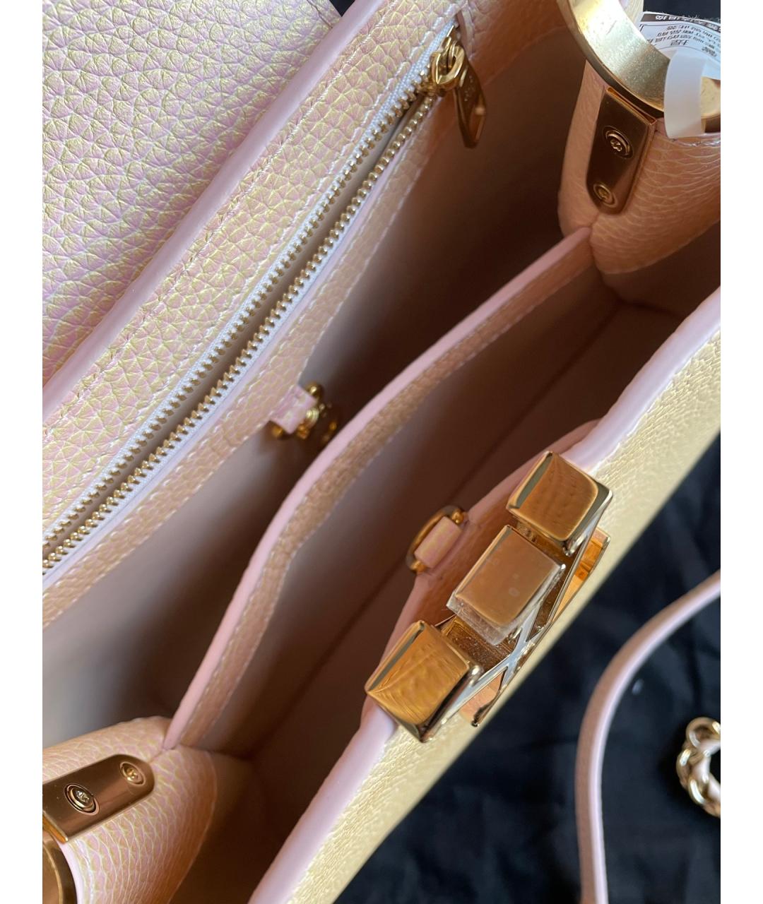 LOUIS VUITTON Бежевая кожаная сумка с короткими ручками, фото 6