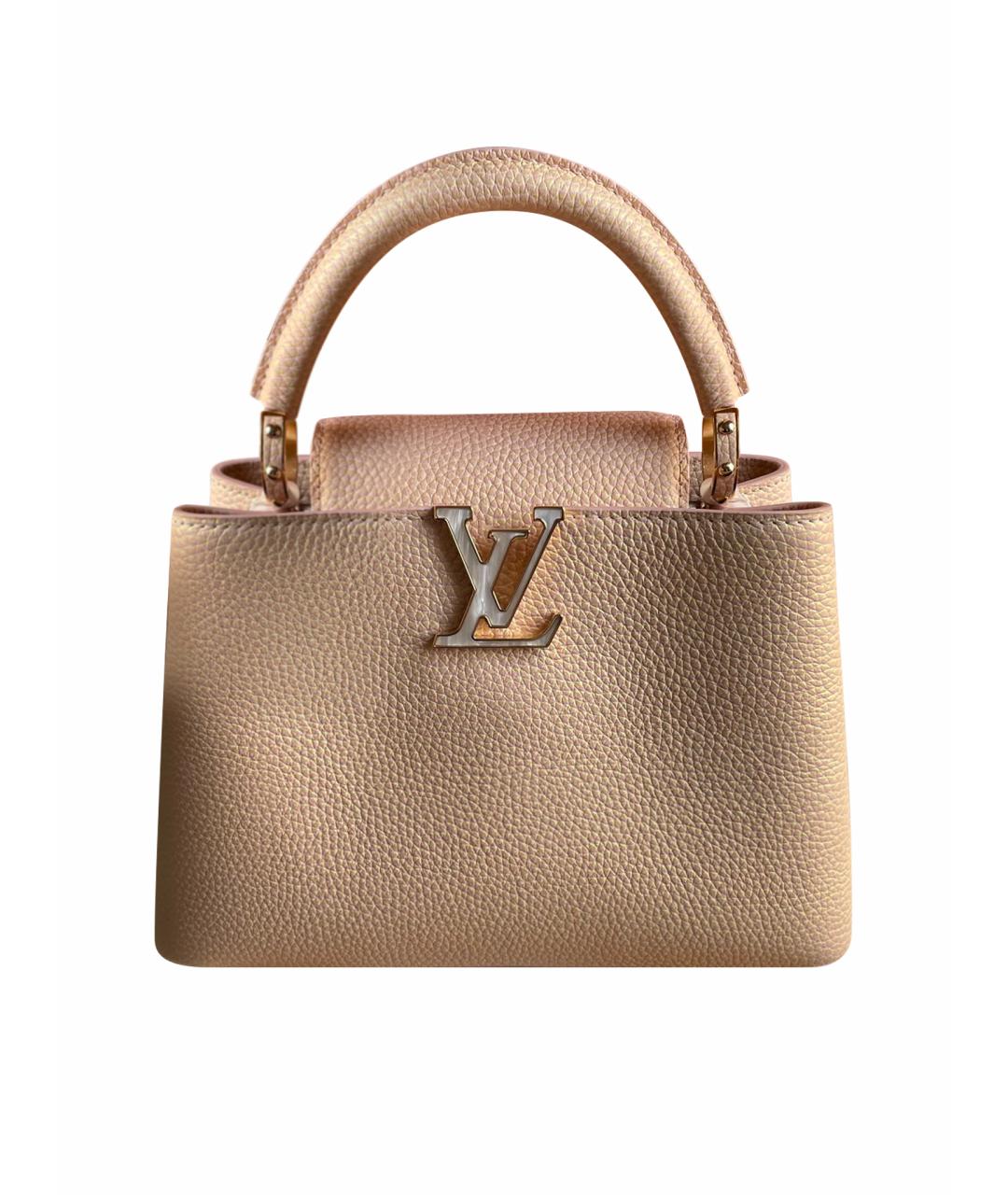 LOUIS VUITTON Бежевая кожаная сумка с короткими ручками, фото 1