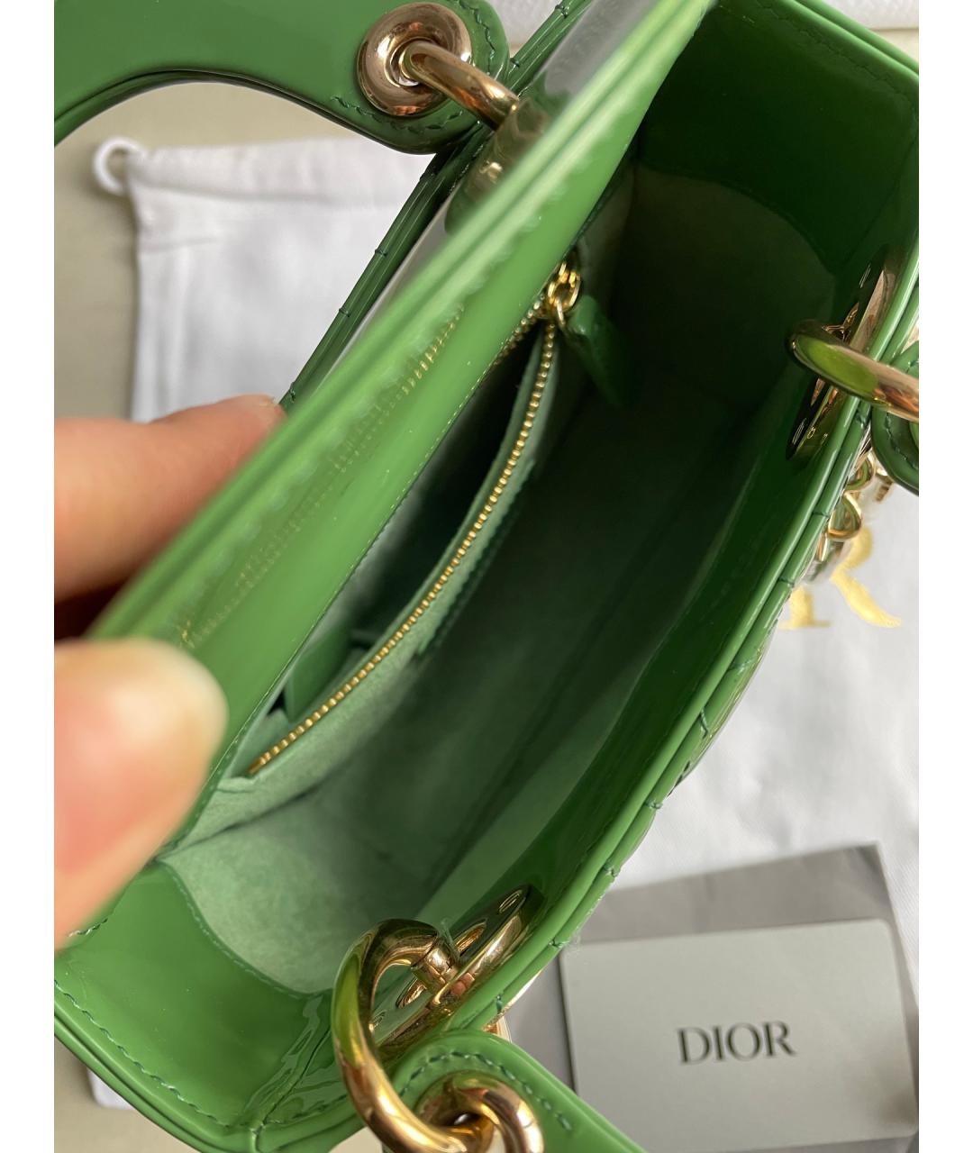 CHRISTIAN DIOR Зеленая кожаная сумка с короткими ручками, фото 6