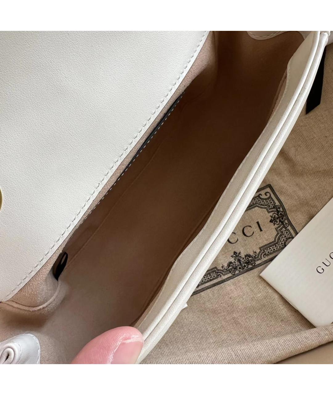 GUCCI Белая кожаная сумка через плечо, фото 6