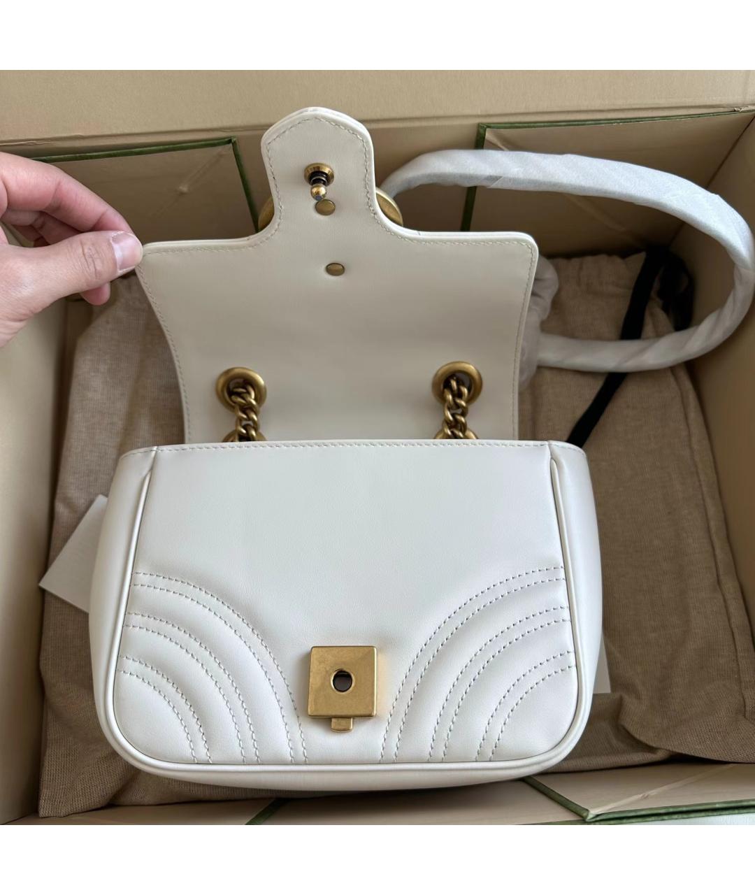 GUCCI Белая кожаная сумка через плечо, фото 3