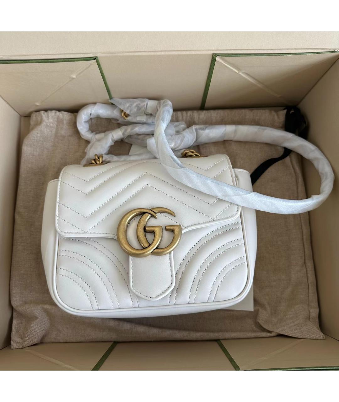 GUCCI Белая кожаная сумка через плечо, фото 8