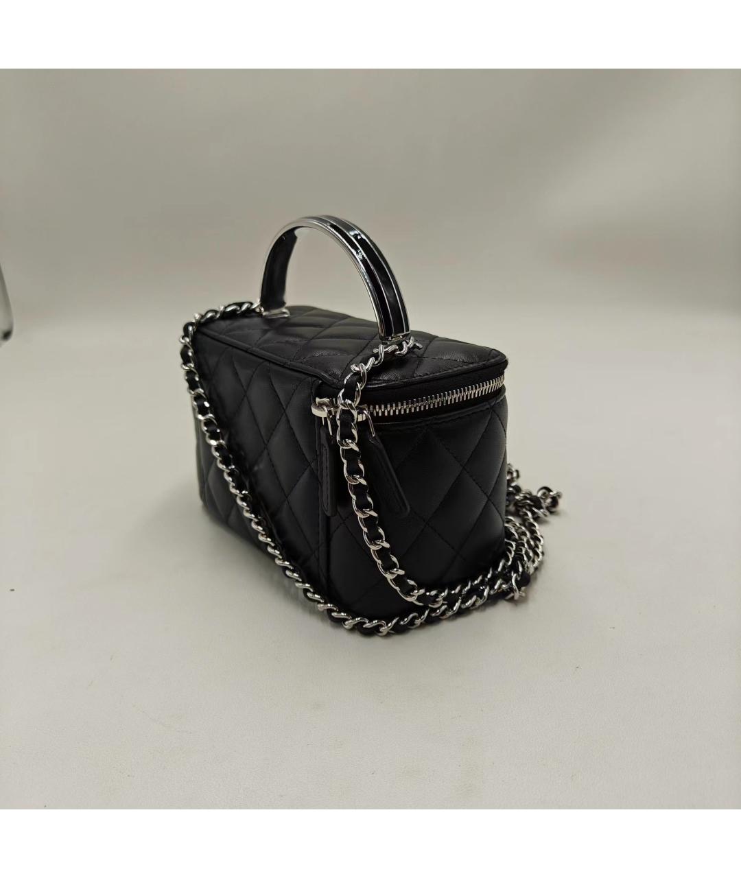 CHANEL Черная кожаная сумка с короткими ручками, фото 4