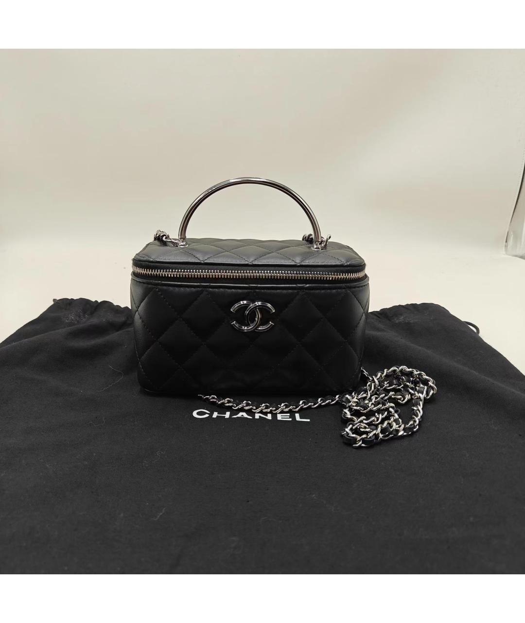 CHANEL Черная кожаная сумка с короткими ручками, фото 7