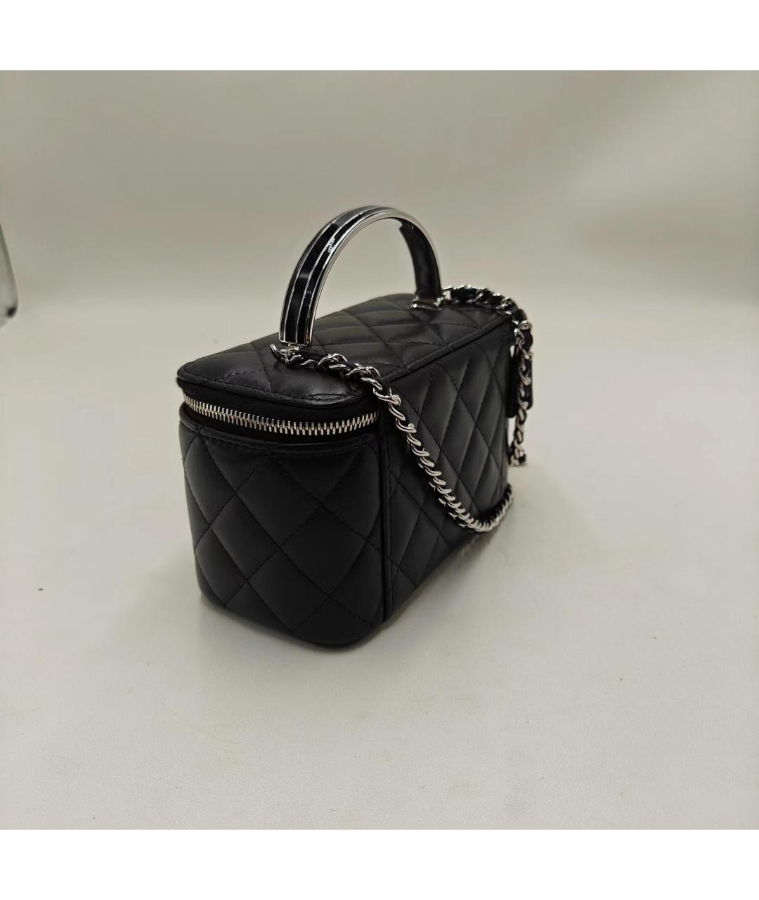 CHANEL Черная кожаная сумка с короткими ручками, фото 3