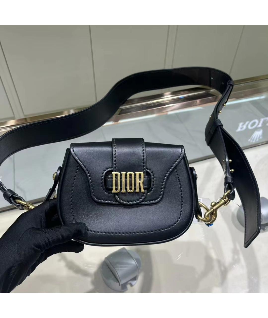CHRISTIAN DIOR Черная кожаная сумка через плечо, фото 8