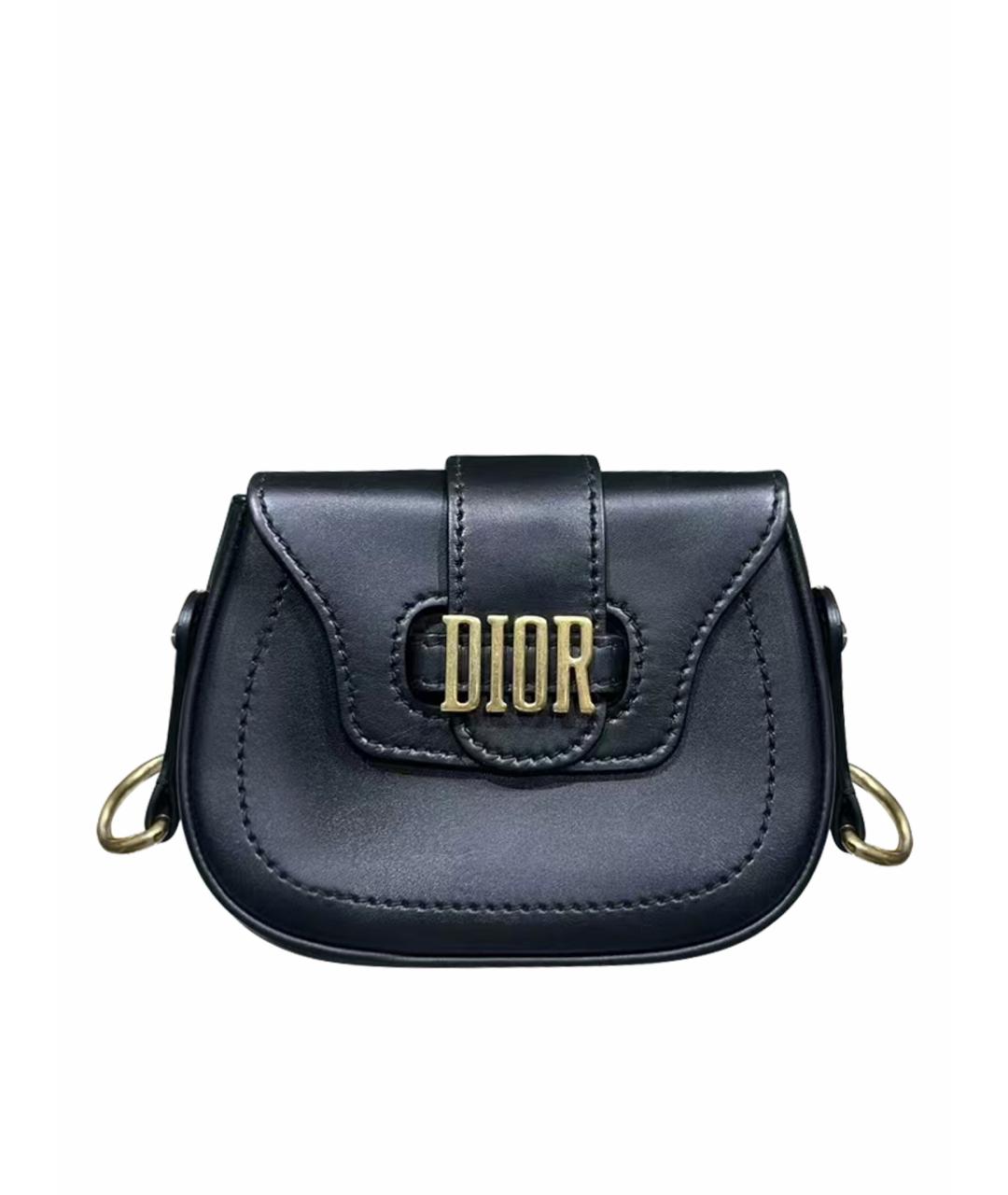 CHRISTIAN DIOR Черная кожаная сумка через плечо, фото 1