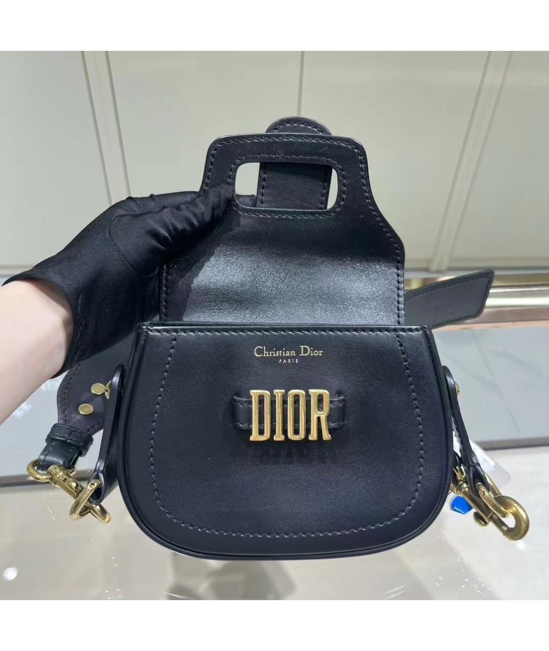 CHRISTIAN DIOR Черная кожаная сумка через плечо, фото 10