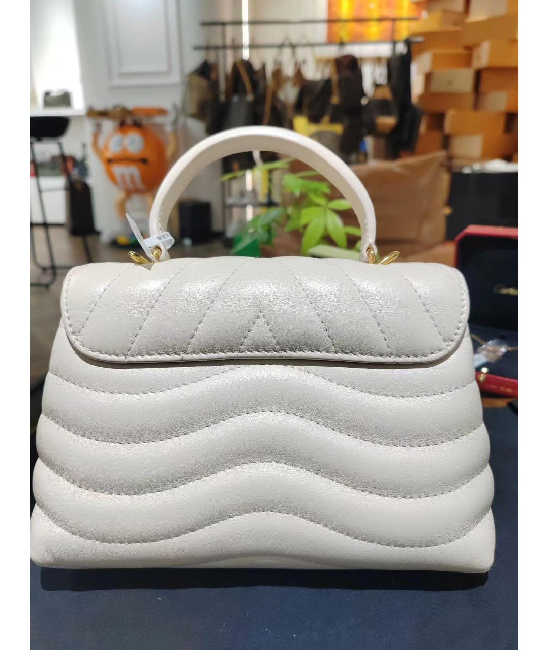 LOUIS VUITTON Белая кожаная сумка с короткими ручками, фото 2