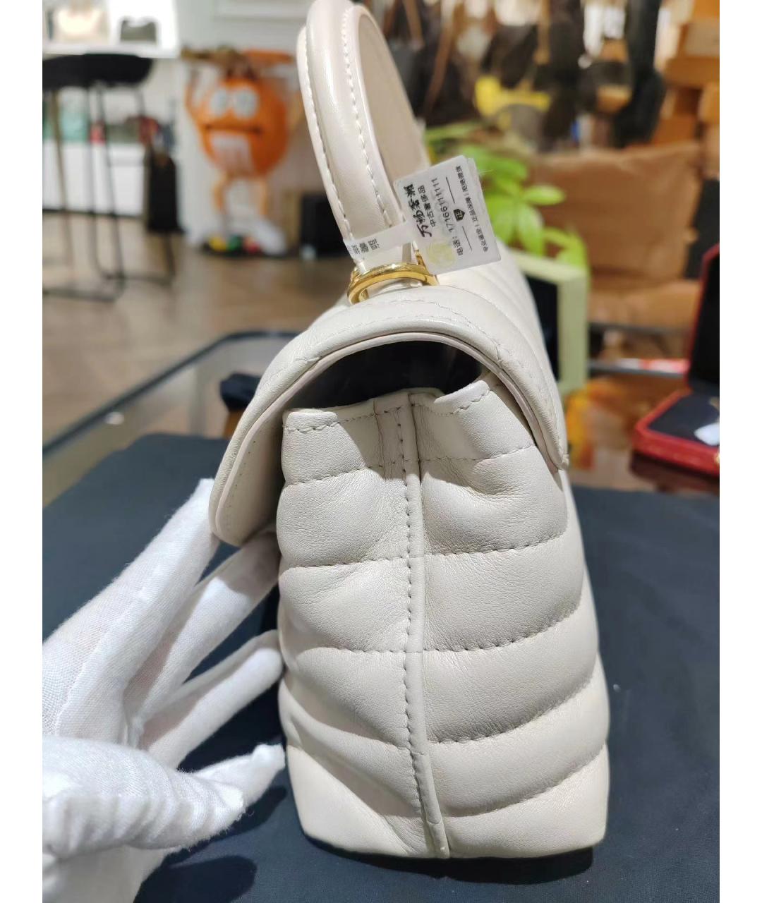 LOUIS VUITTON Белая кожаная сумка с короткими ручками, фото 3