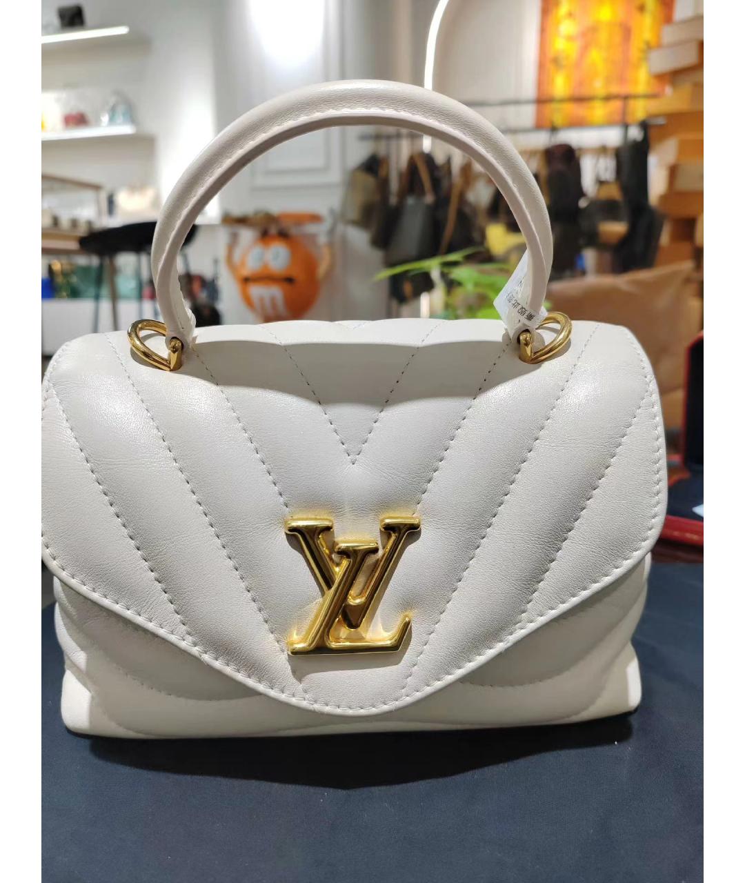 LOUIS VUITTON Белая кожаная сумка с короткими ручками, фото 9