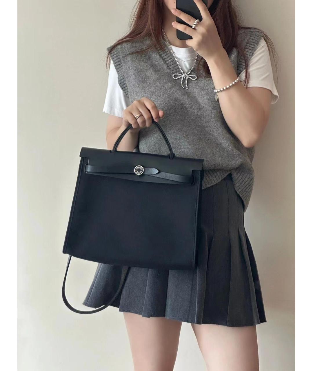 HERMES Черная сумка с короткими ручками, фото 8