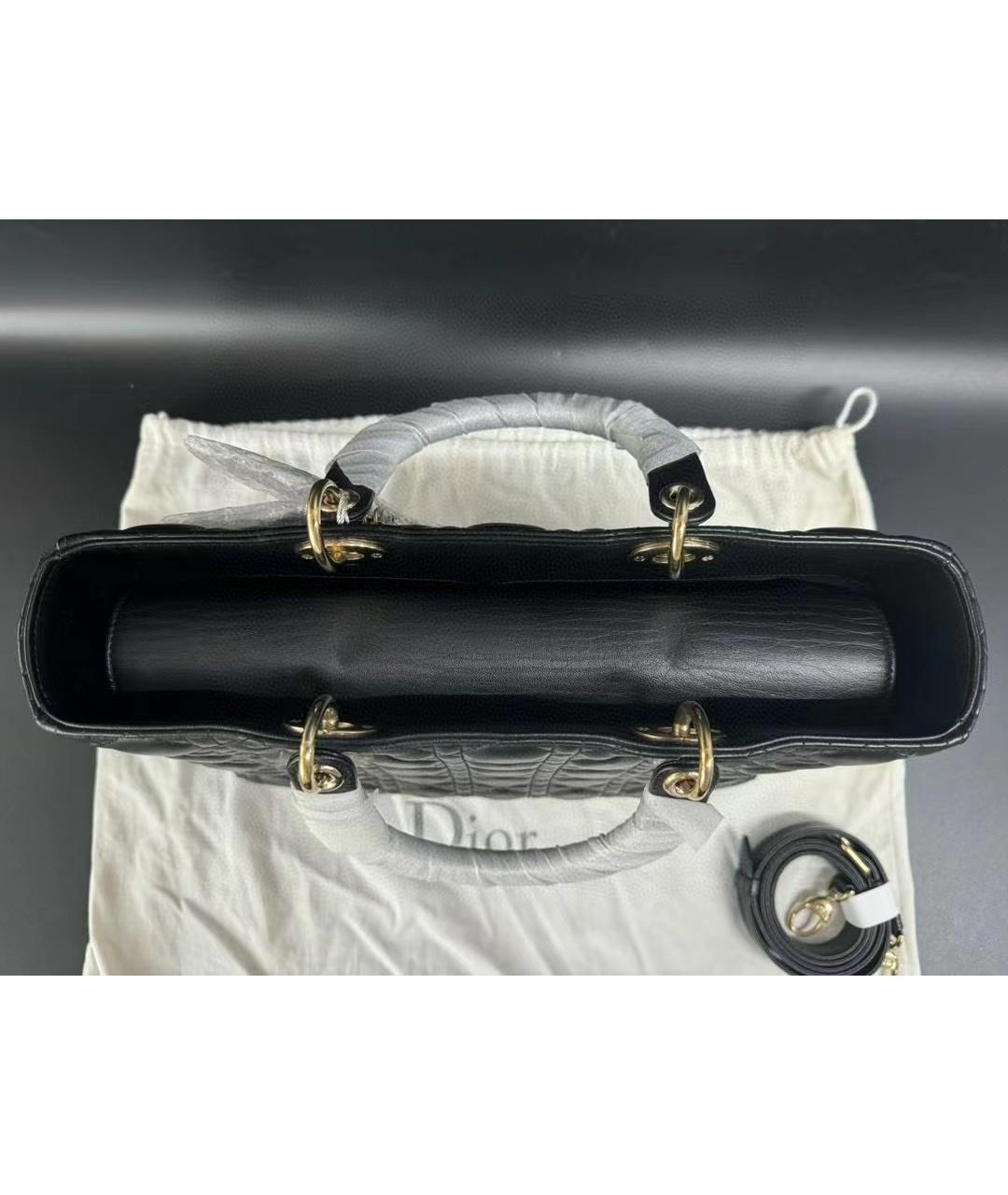CHRISTIAN DIOR Черная кожаная сумка с короткими ручками, фото 6
