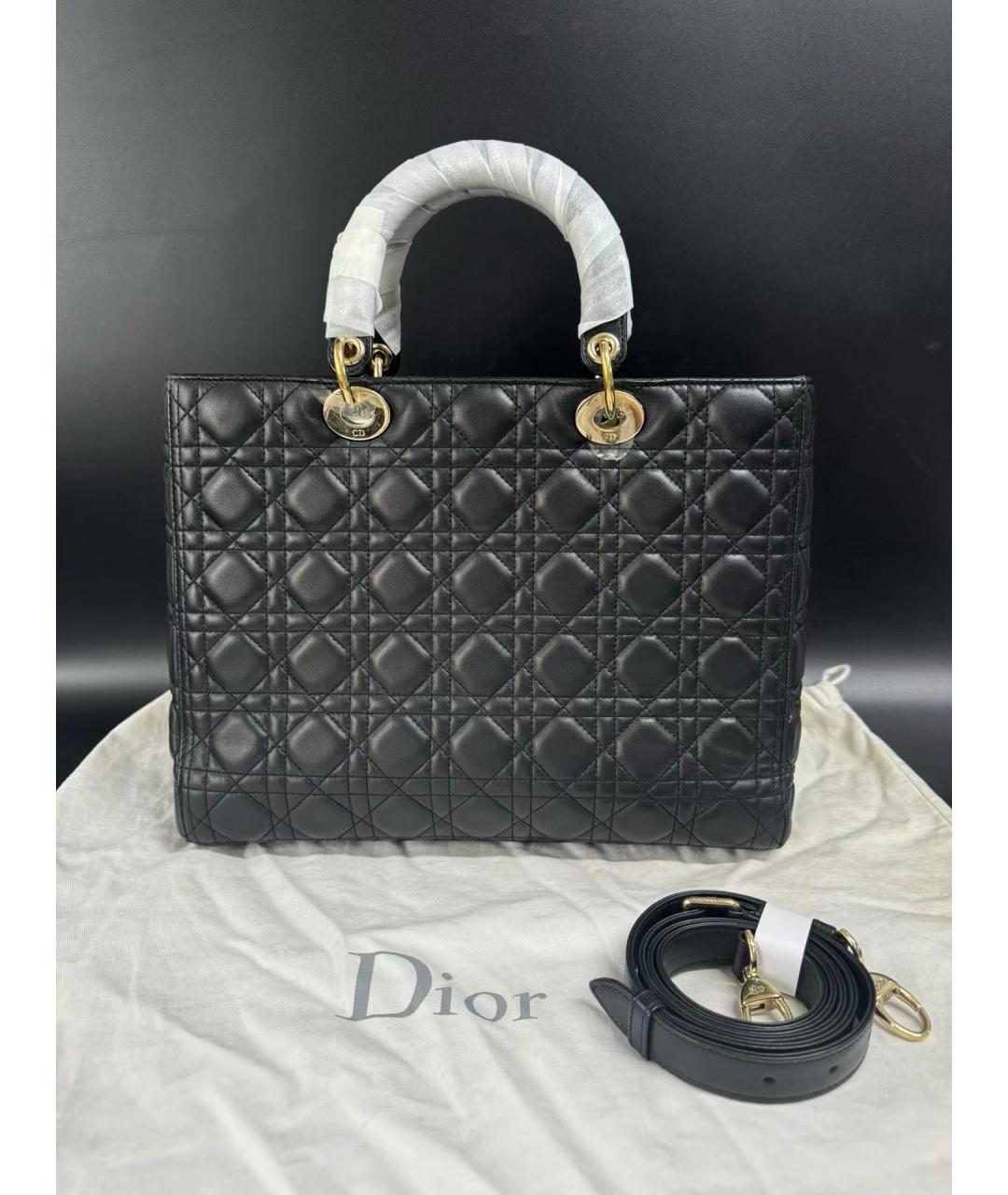 CHRISTIAN DIOR Черная кожаная сумка с короткими ручками, фото 2