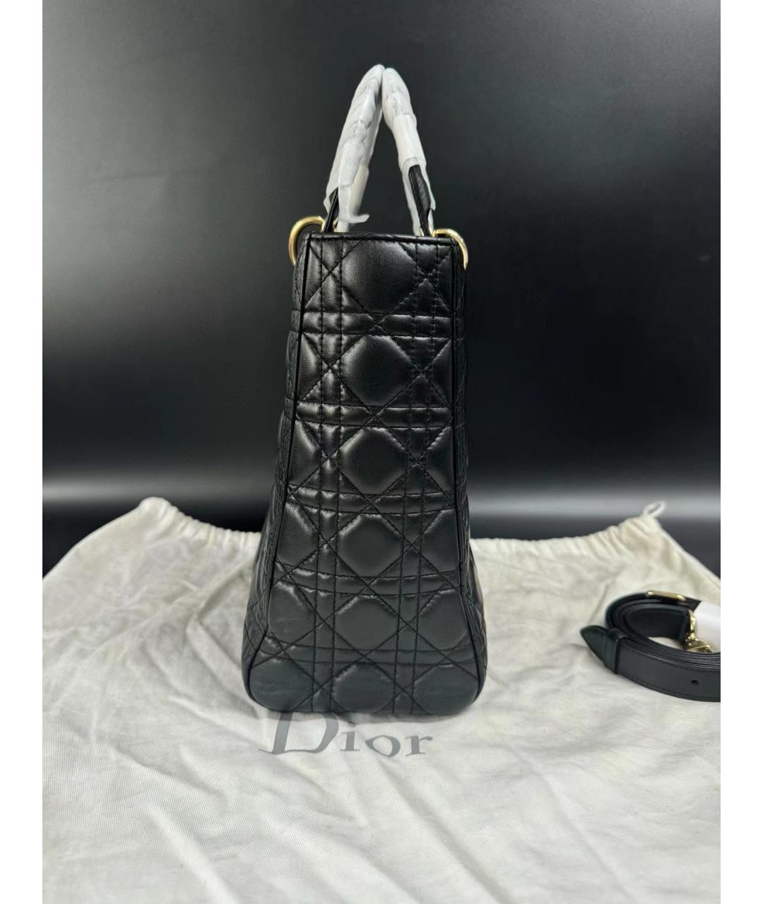 CHRISTIAN DIOR Черная кожаная сумка с короткими ручками, фото 4