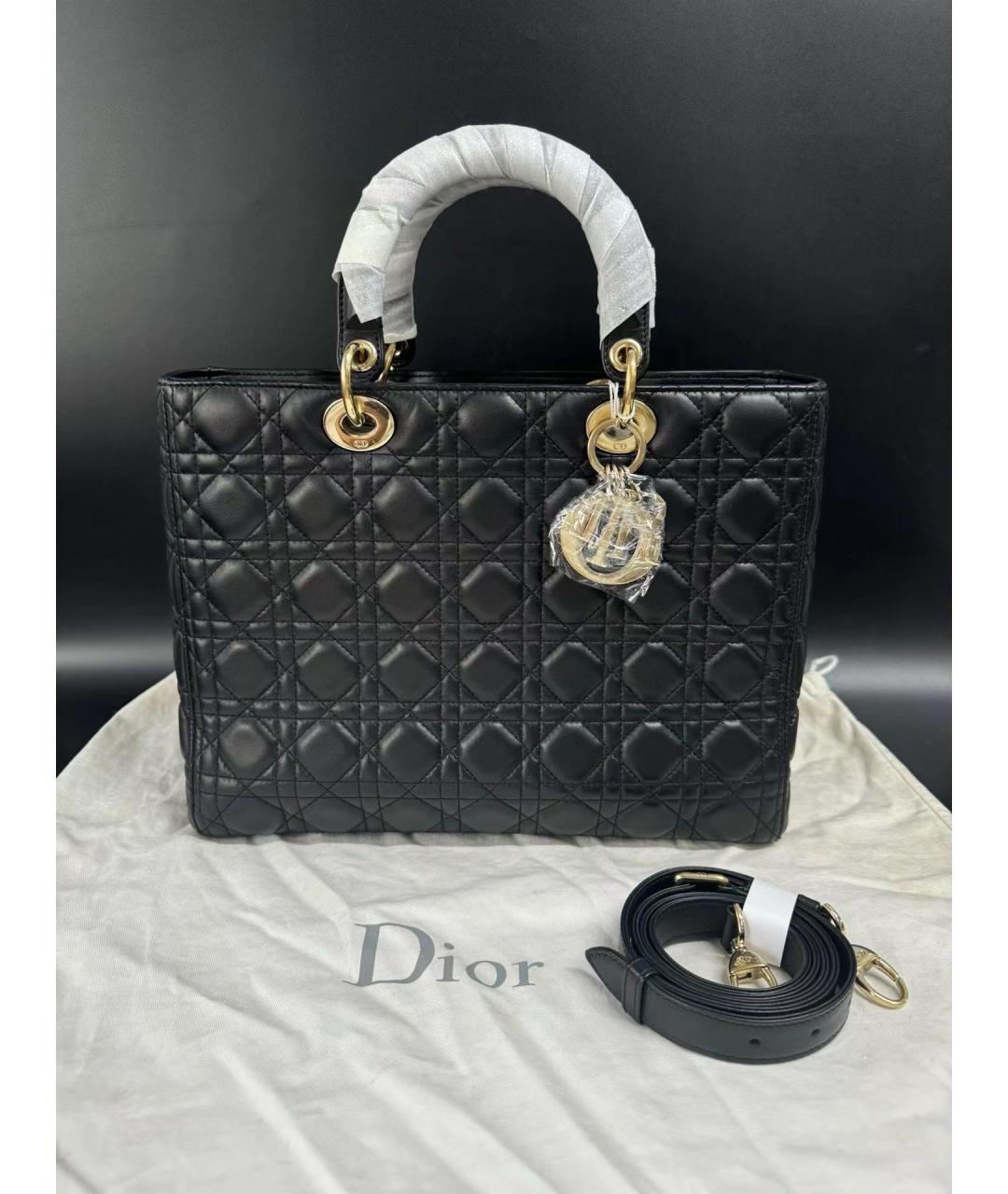 CHRISTIAN DIOR Черная кожаная сумка с короткими ручками, фото 9