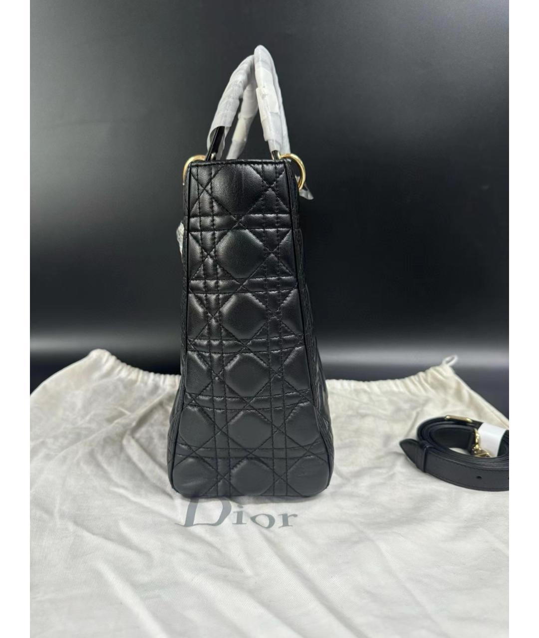 CHRISTIAN DIOR Черная кожаная сумка с короткими ручками, фото 3