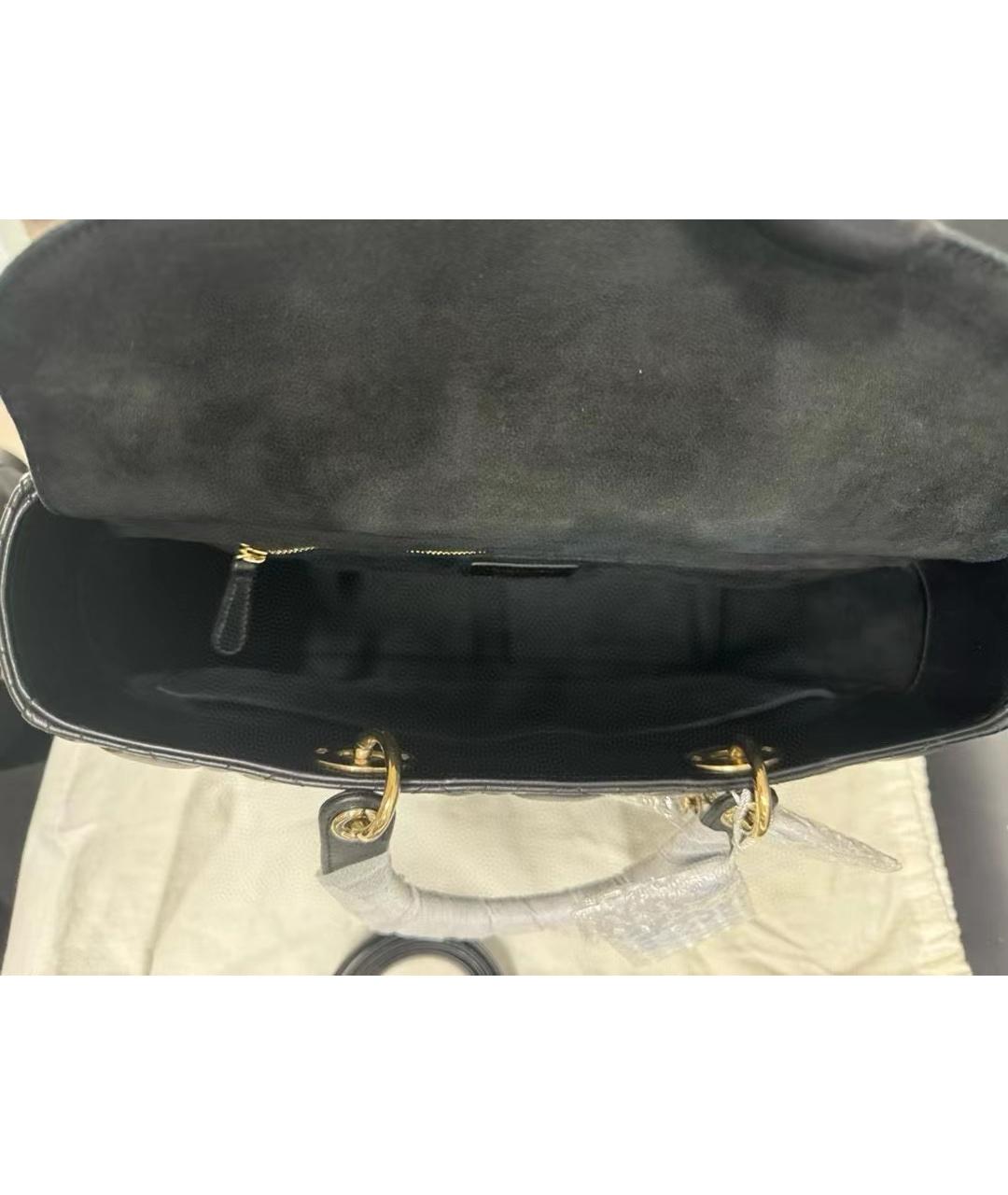 CHRISTIAN DIOR Черная кожаная сумка с короткими ручками, фото 7