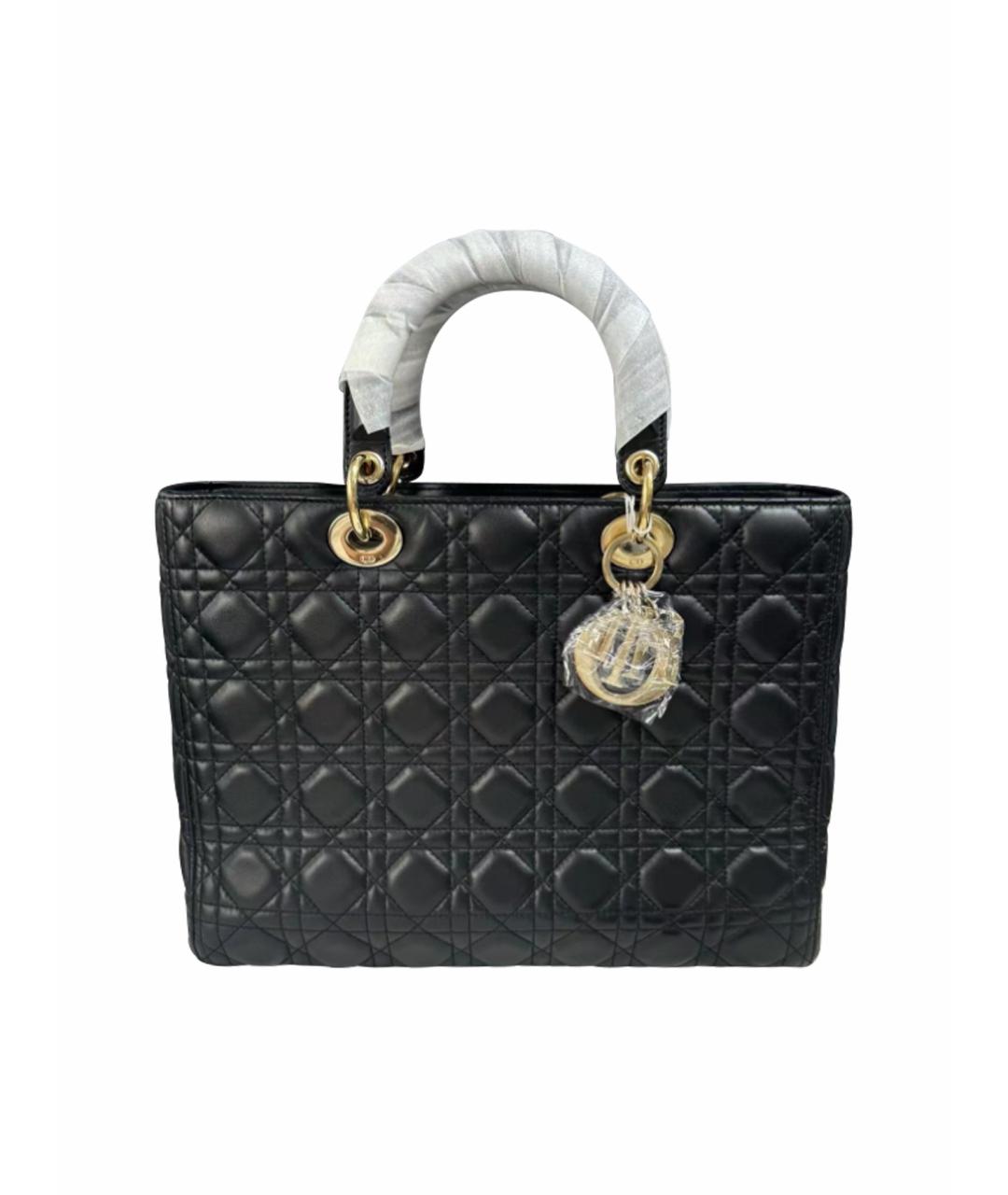 CHRISTIAN DIOR Черная кожаная сумка с короткими ручками, фото 1