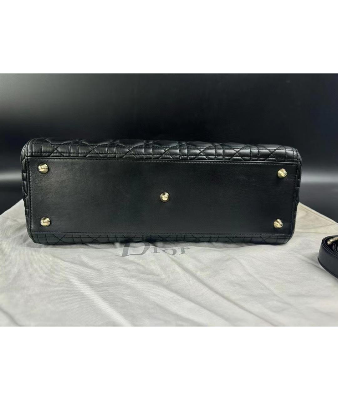 CHRISTIAN DIOR Черная кожаная сумка с короткими ручками, фото 5