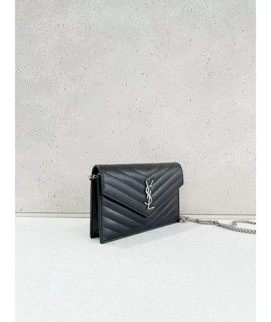 SAINT LAURENT Черная кожаная сумка через плечо, фото 4