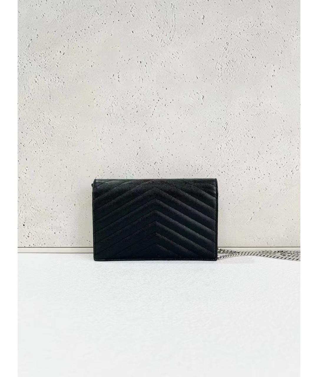 SAINT LAURENT Черная кожаная сумка через плечо, фото 2