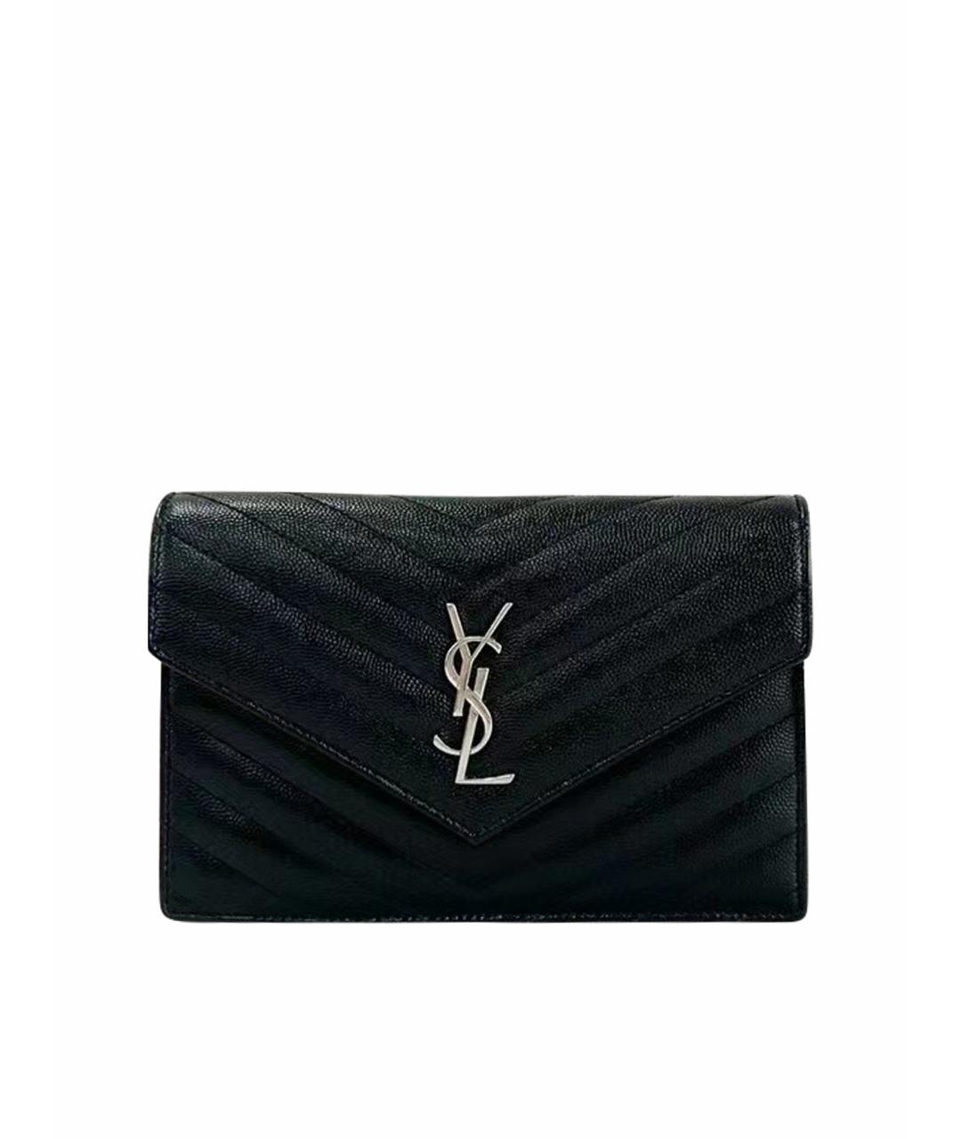 SAINT LAURENT Черная кожаная сумка через плечо, фото 1