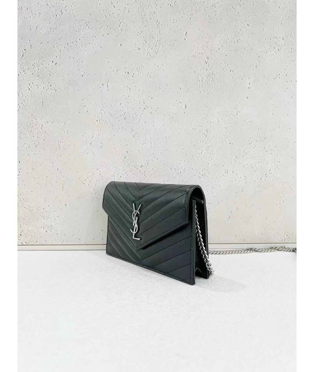 SAINT LAURENT Черная кожаная сумка через плечо, фото 3
