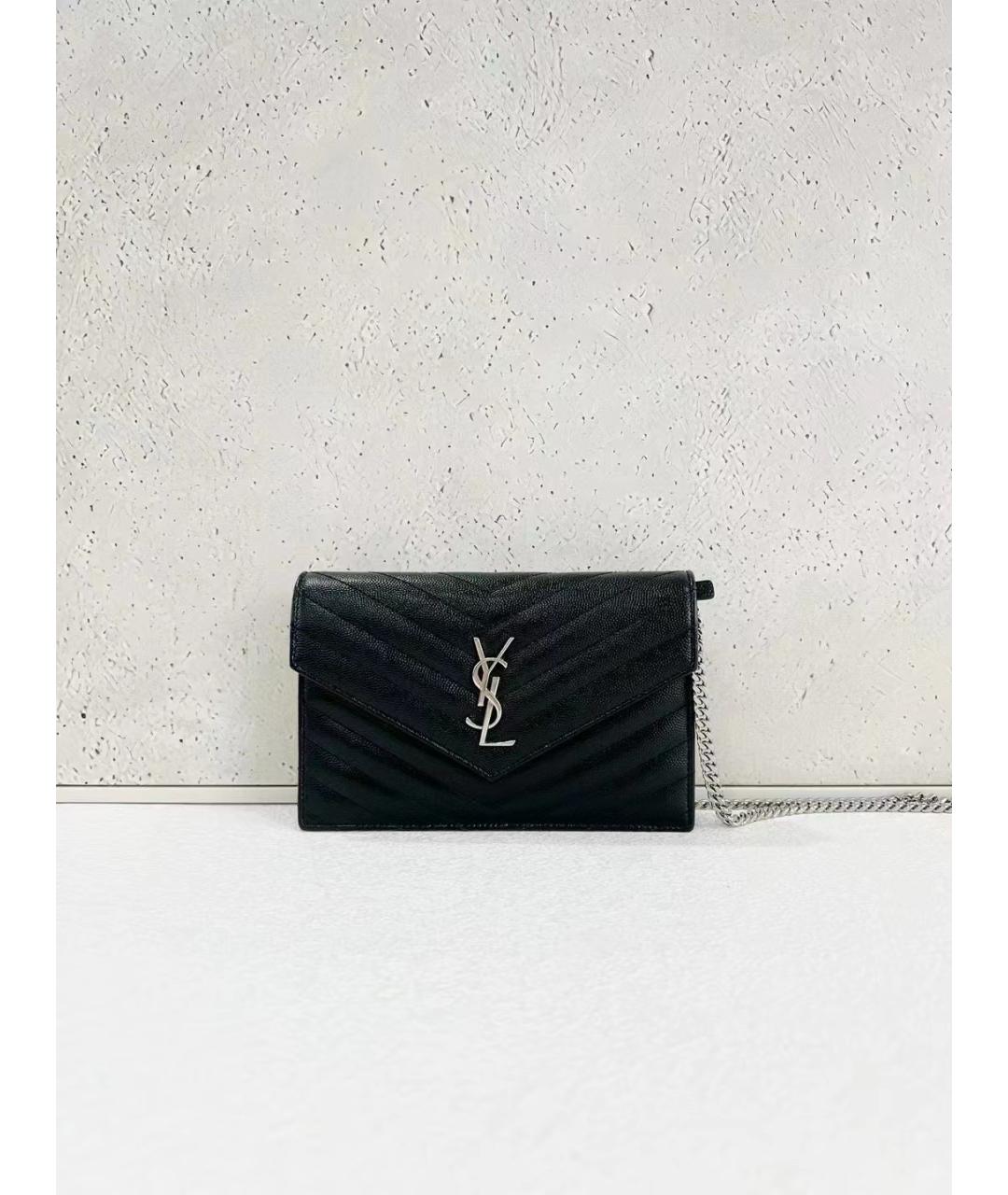 SAINT LAURENT Черная кожаная сумка через плечо, фото 7