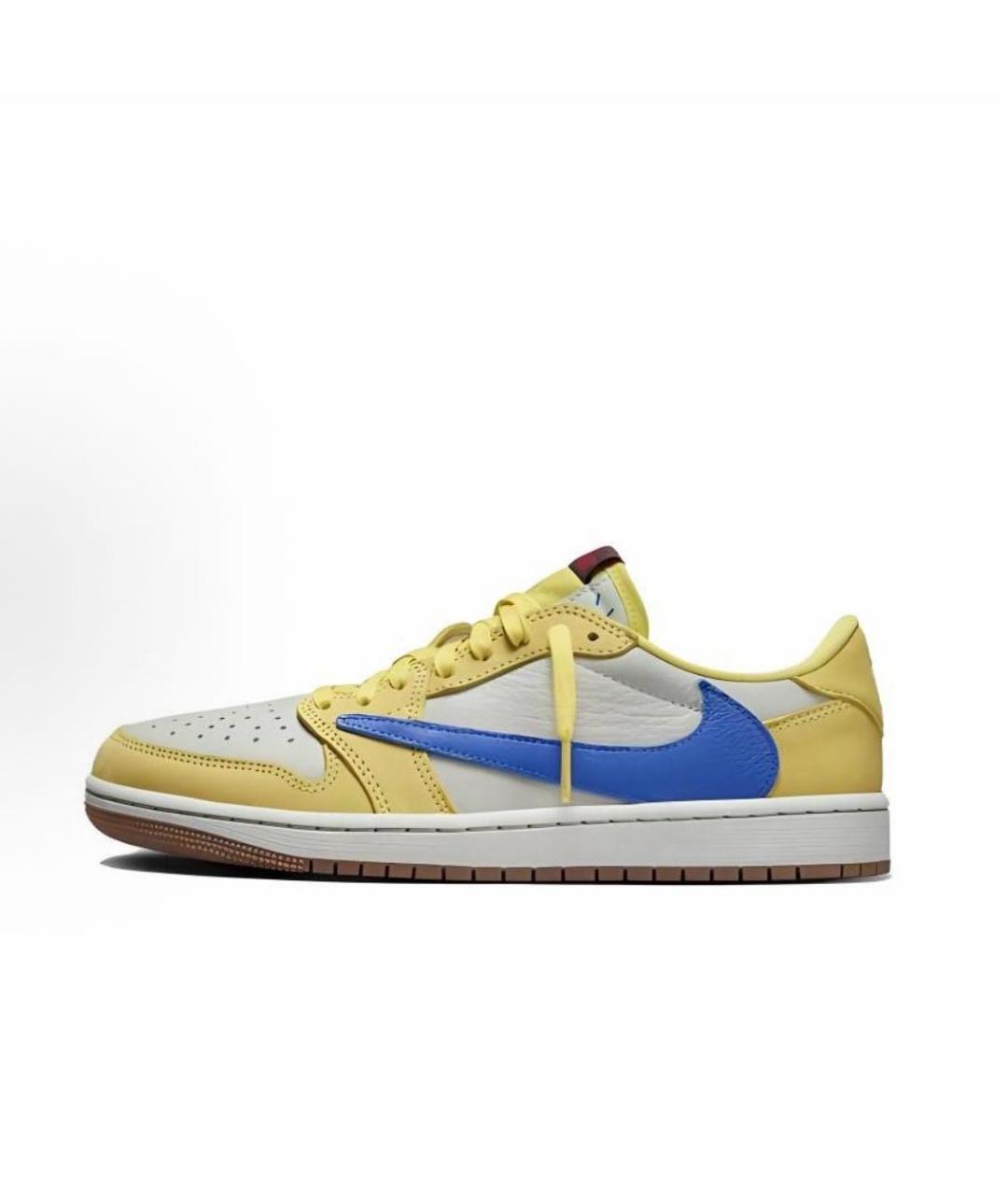 JORDAN Желтые кожаные низкие кроссовки / кеды, фото 8