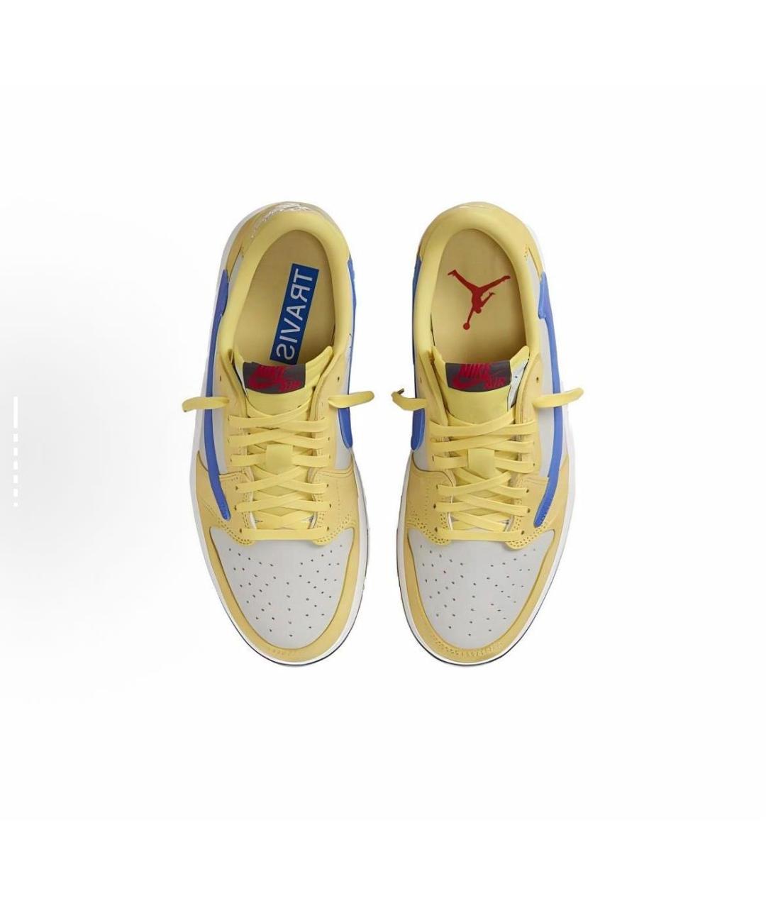 JORDAN Желтые кожаные низкие кроссовки / кеды, фото 3