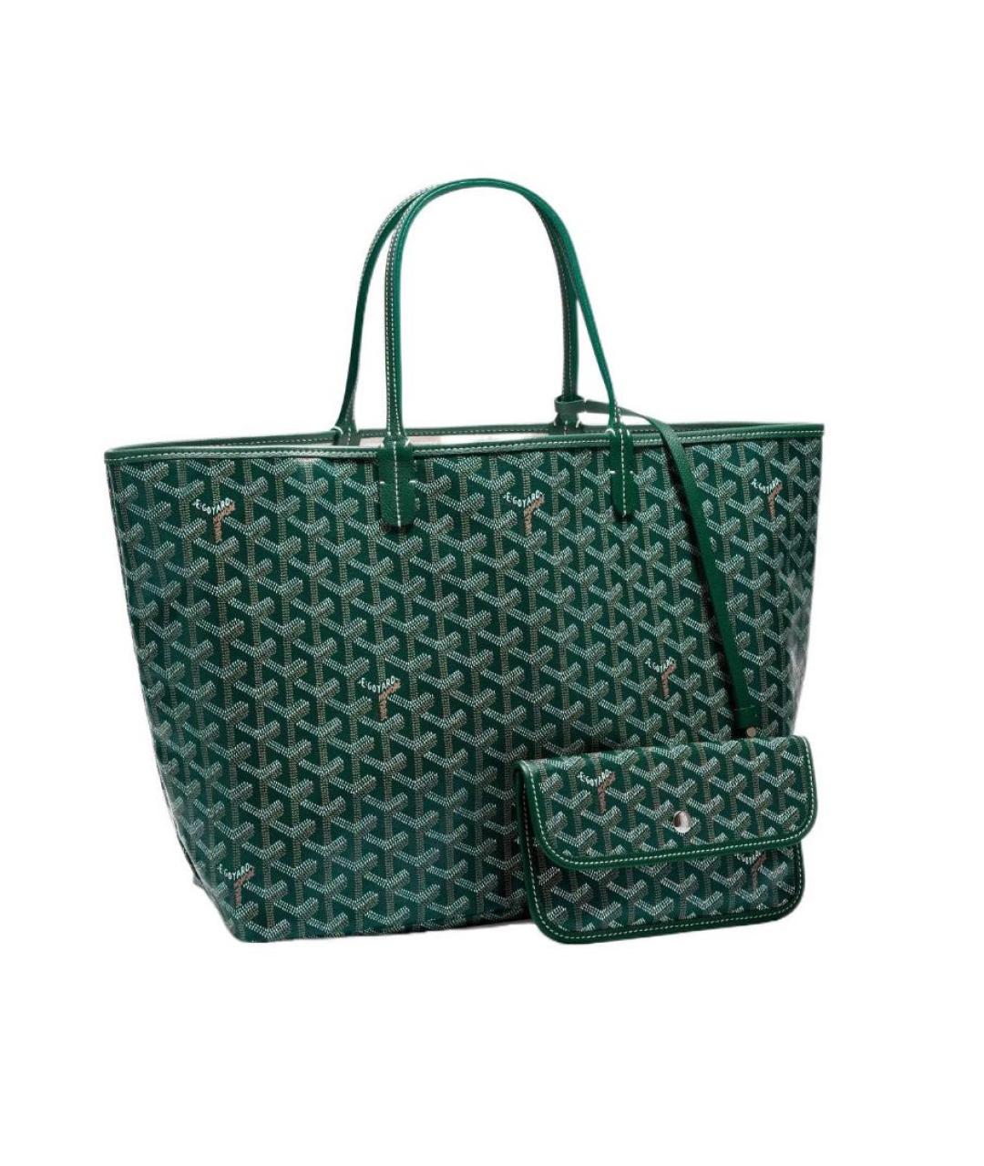 GOYARD Зеленая кожаная сумка тоут, фото 8