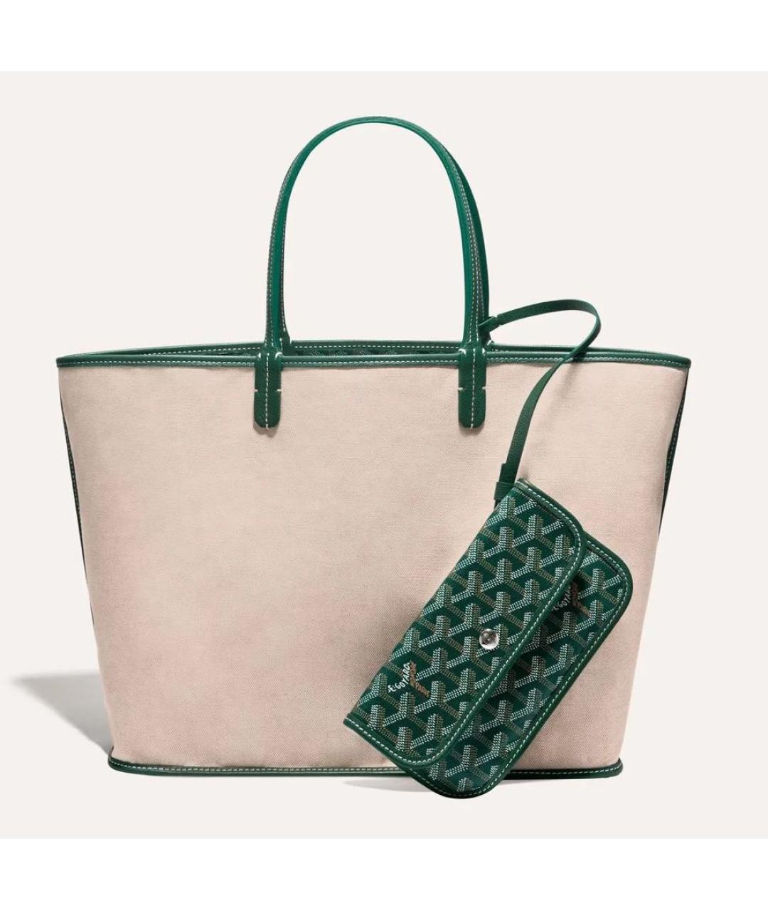 GOYARD Зеленая кожаная сумка тоут, фото 4
