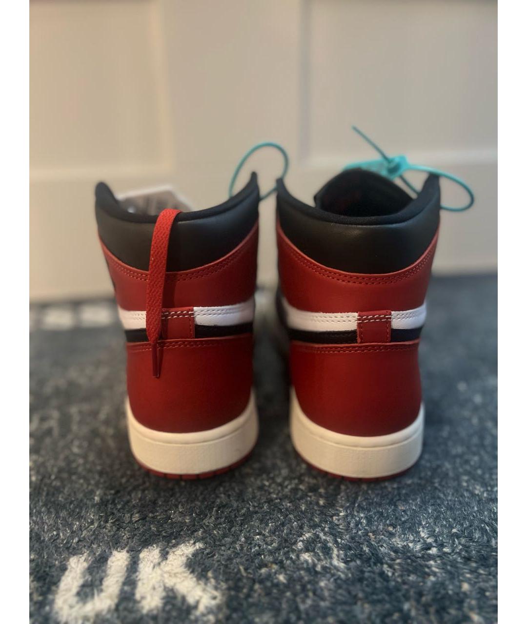 JORDAN Красные кожаные высокие кроссовки / кеды, фото 3