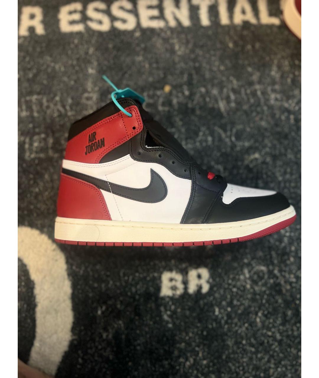 JORDAN Красные кожаные высокие кроссовки / кеды, фото 6