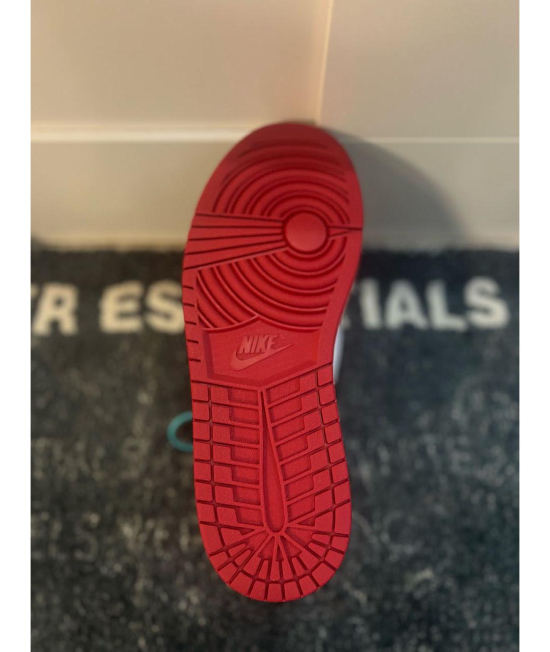 JORDAN Красные кожаные высокие кроссовки / кеды, фото 5