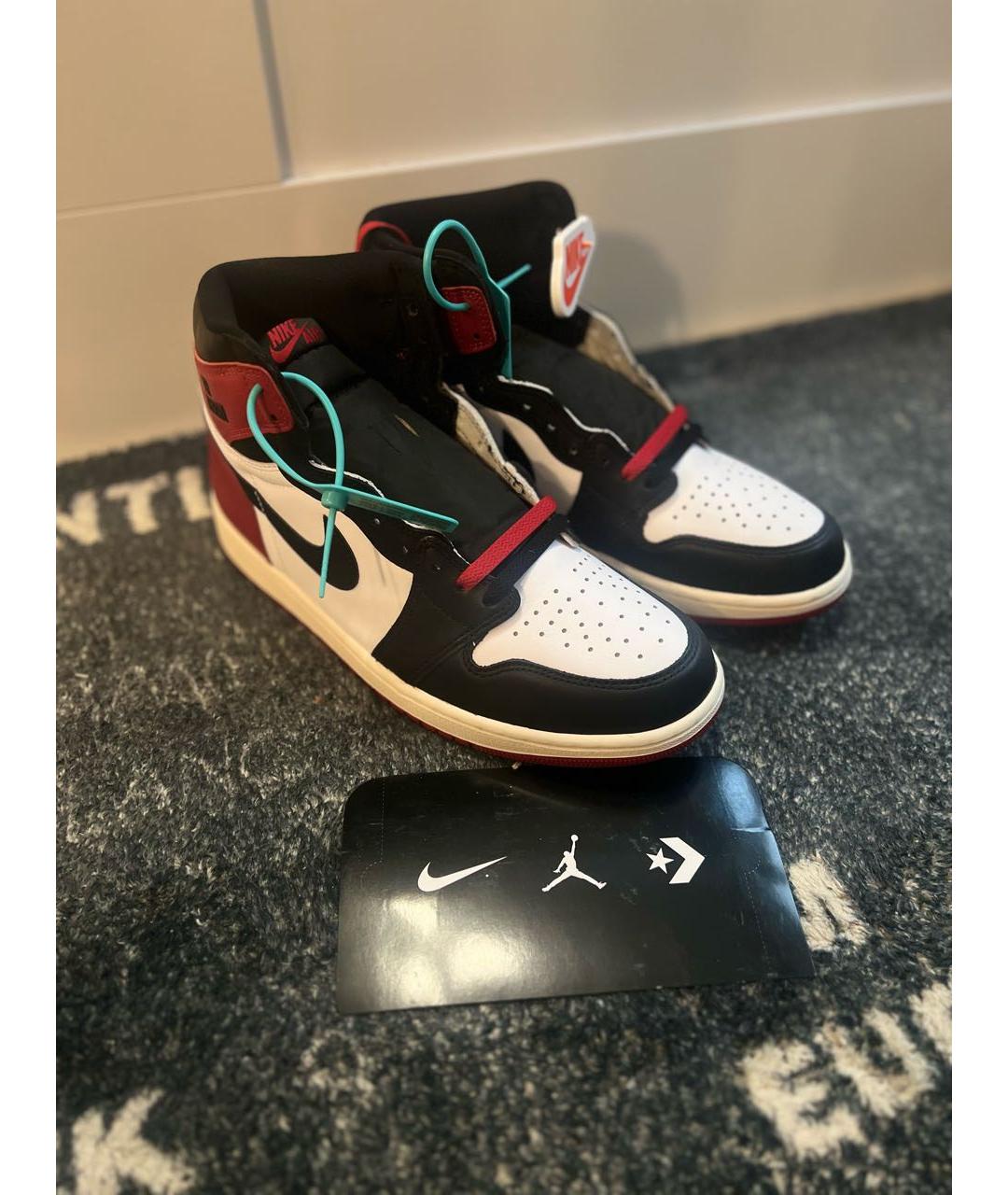 JORDAN Красные кожаные высокие кроссовки / кеды, фото 2