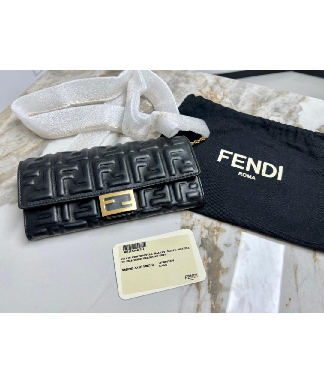 FENDI Черная кожаная сумка через плечо, фото 7