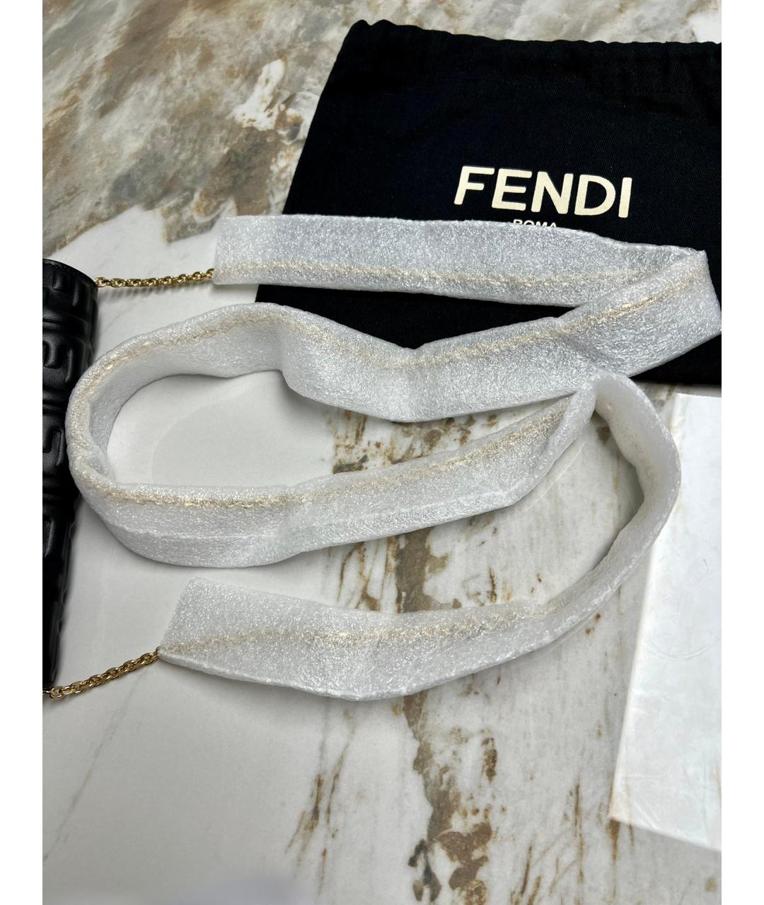 FENDI Черная кожаная сумка через плечо, фото 6