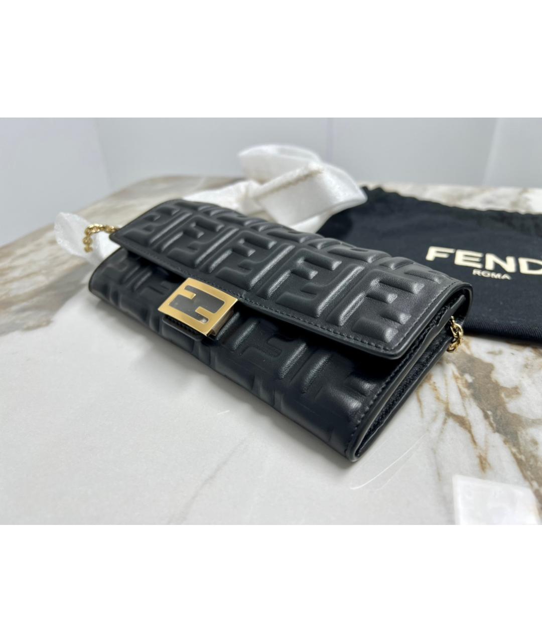 FENDI Черная кожаная сумка через плечо, фото 4